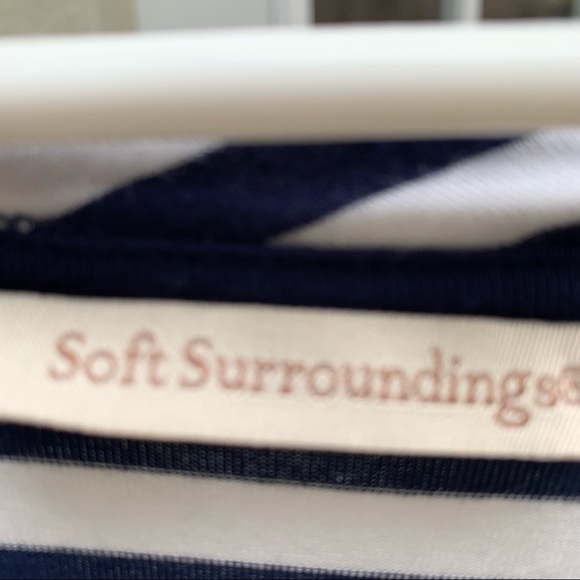 Soft surroundings size large, blue/white striped dress, asymmetrical hem, soft - Picture 6 of 6